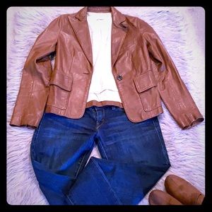 Pinko Cognac Leather Jacket